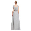 Grace Karin Long V-Neck sans manches en mousseline de soie Light Grey Evening Dress CL3403-2